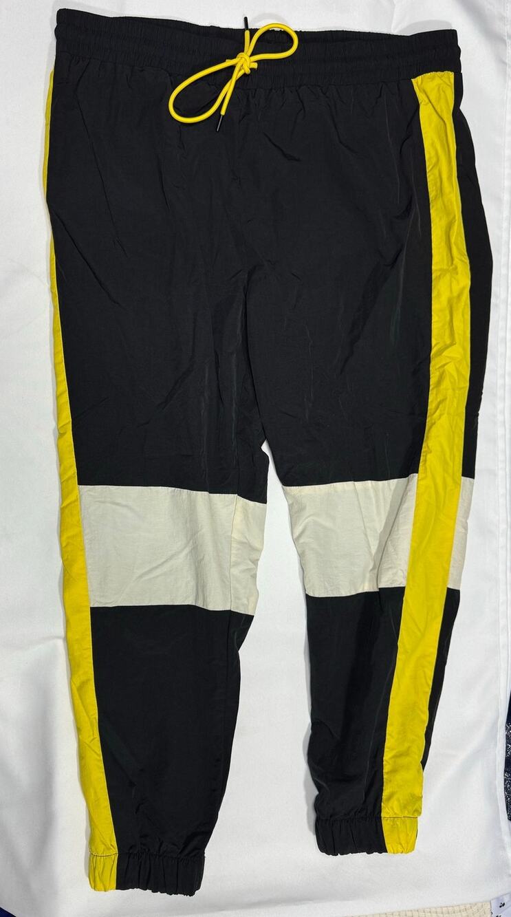 Fashion Nova Men's Track Pants Size 2XL Black Yellow White- Iowa Hawkeye colors